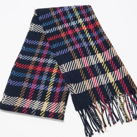 ISAAC MIZRAHI LIVE! Luxe Italian Scarf with Fringe Hem In Navy - Picture 2 of 8